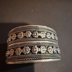 Unique Design Handmade Vintage Adjustable Silver Cuff Bangle Bracelet